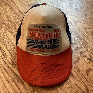 VTG 1986 NHRA Drag Racing Shirley Muldowney Don Stanley Autographed Trucker Hat